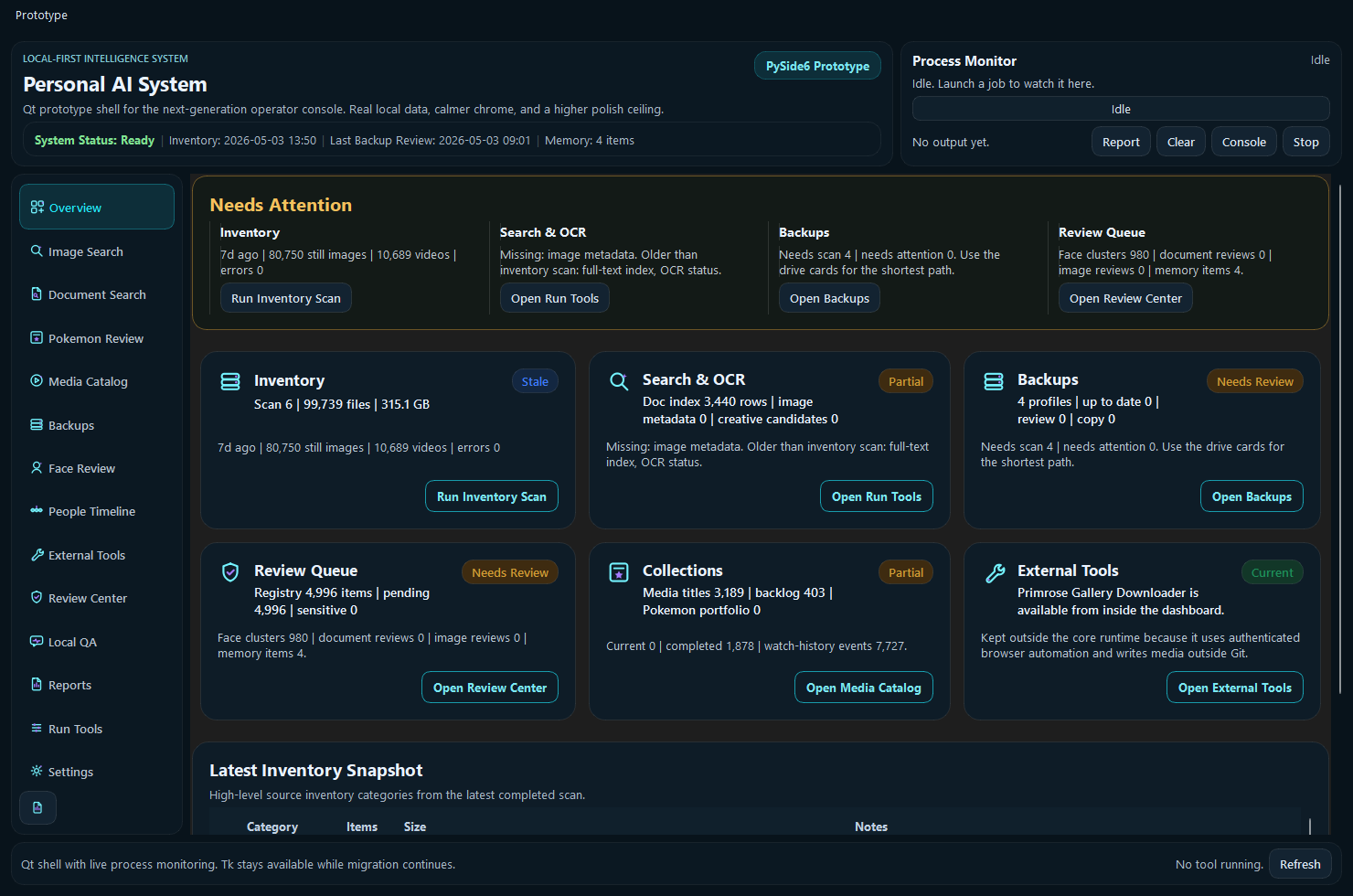Personal AI overview dashboard