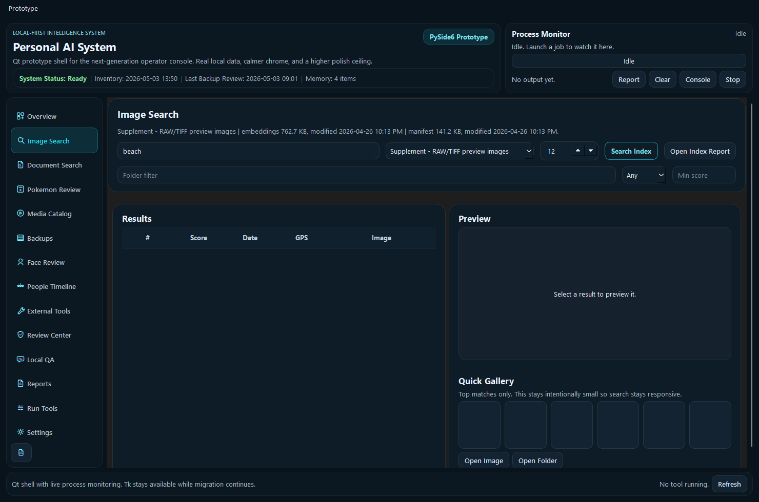 Personal AI image search workspace