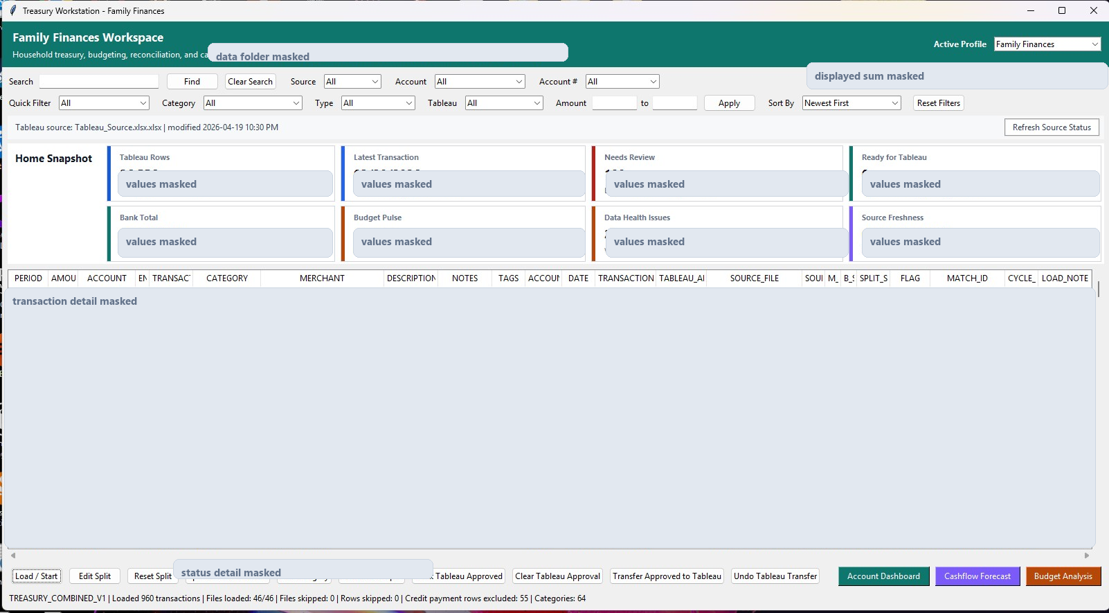 Sanitized Treasury Workstation interface